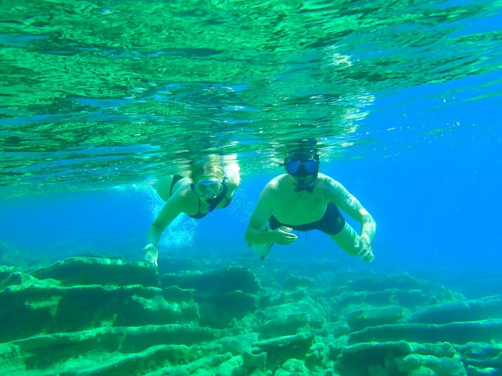 Snorkelling in the Mirabello Bay at Elounda. A spectacular excursion to see the underwater world of Crete