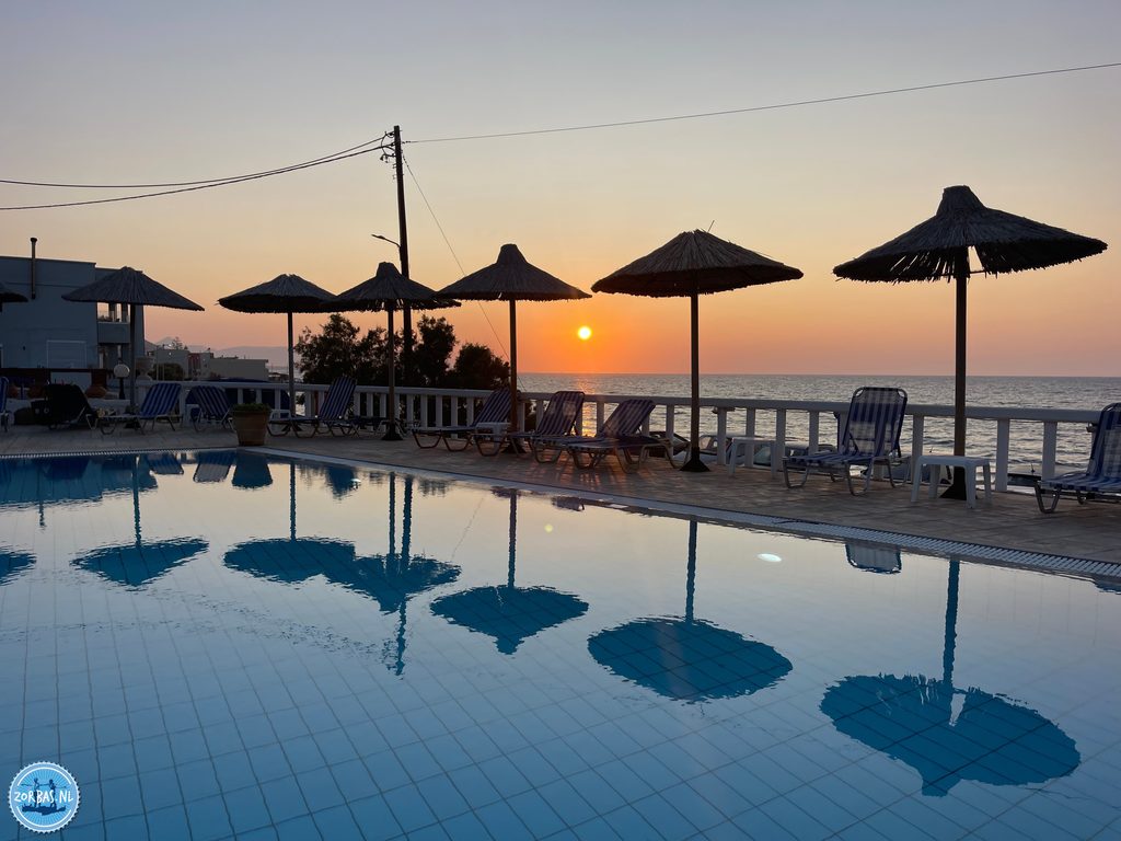 Enjoy the magical sun sets of Crete from the terrace of Zorbas Island in Kokkini Hani Crete