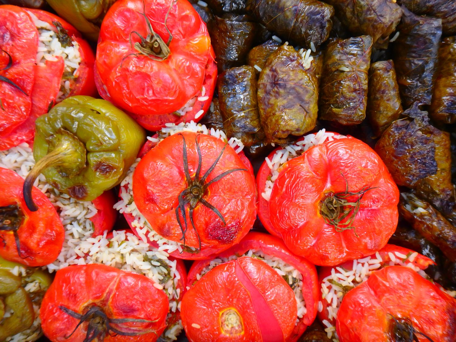 Grieks eten elke dag vers uit eigen tuin op Zorbas Island Kreta (kokkini Hani)